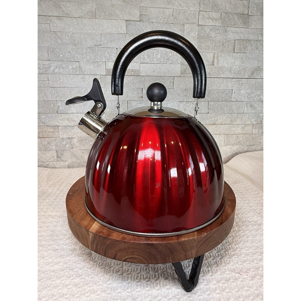 Mr. Coffee Twining 2.1 Quart Pumpkin Shaped Stainless Steel Whistling Tea